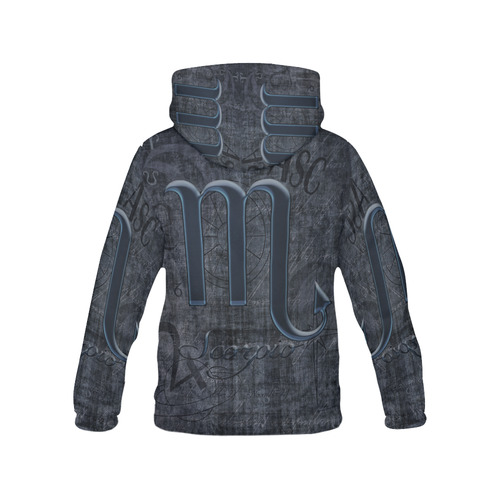 Astrology Zodiac Sign Scorpio in Grunge Style All Over Print Hoodie for Women (USA Size) (Model H13)