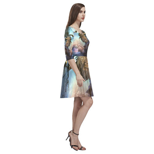 Awesome flying eagle Tethys Half-Sleeve Skater Dress(Model D20)