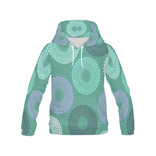 Teal Sea Foam Lace Doily All Over Print Hoodie for Women (USA Size) (Model H13)