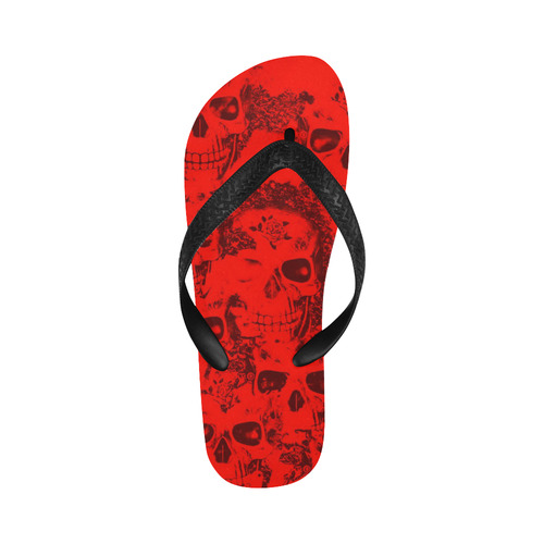 cloudy Skulls red by JamColors Flip Flops for Men/Women (Model 040)