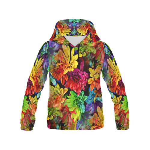 Photography Colorfully Asters Flowers Pattern All Over Print Hoodie for Women (USA Size) (Model H13)