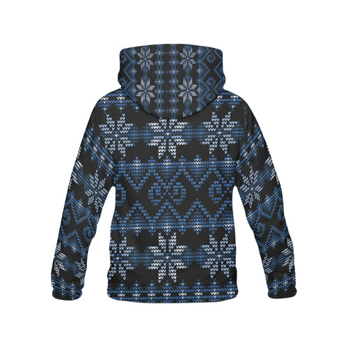 Ugly Christmas Sweater Faux Knit blue, Christmas All Over Print Hoodie for Men (USA Size) (Model H13)