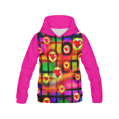 Hearts Parade Colorful Plaid All Over Print Hoodie for Women (USA Size) (Model H13)