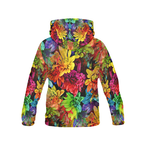 Photography Colorfully Asters Flowers Pattern All Over Print Hoodie for Women (USA Size) (Model H13)