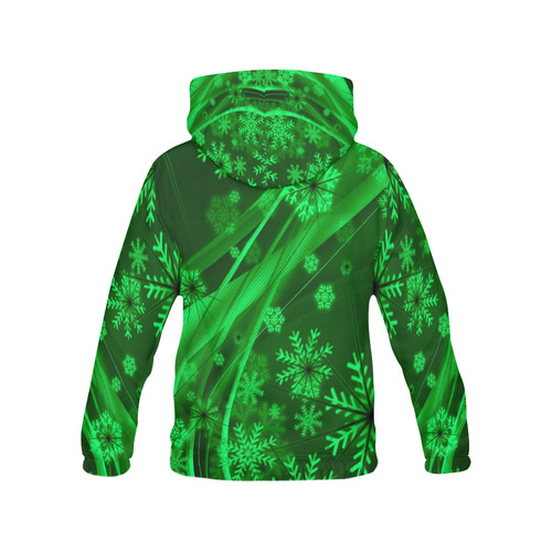 Green Snowflakes All Over Print Hoodie for Women (USA Size) (Model H13)