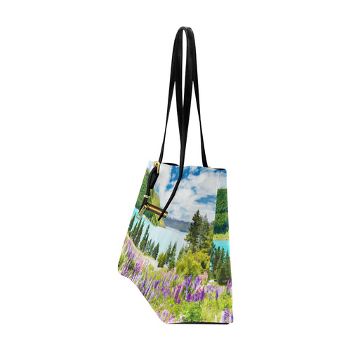 Mountain Landscape Floral Lake Trees Euramerican Tote Bag/Large (Model 1656)