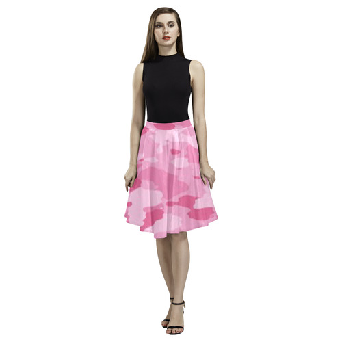 Pink Camo Melete Pleated Midi Skirt (Model D15)