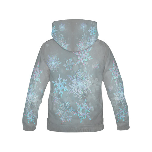 Snowflakes, snow, white and blue, Christmas All Over Print Hoodie for Men (USA Size) (Model H13)