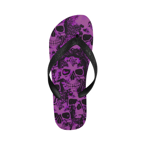 cloudy Skulls black purple by JamColors Flip Flops for Men/Women (Model 040)