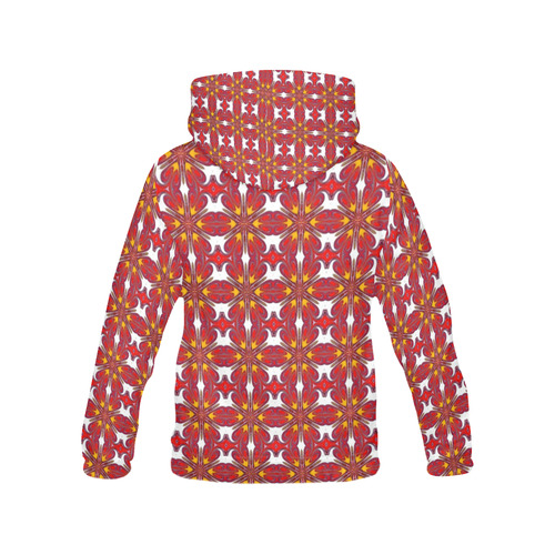 Red and Yellow Geometric All Over Print Hoodie for Women (USA Size) (Model H13)