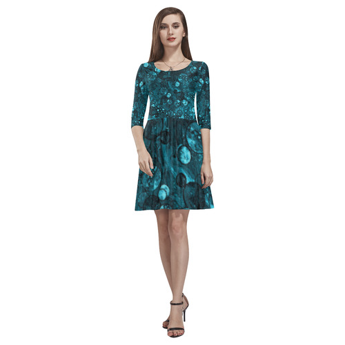 Ocean Dollars Blue Tethys Half-Sleeve Skater Dress(Model D20)