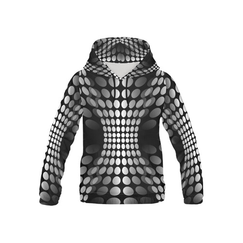 Abstract Dots HOURGLASS black grey white All Over Print Hoodie for Kid (USA Size) (Model H13)