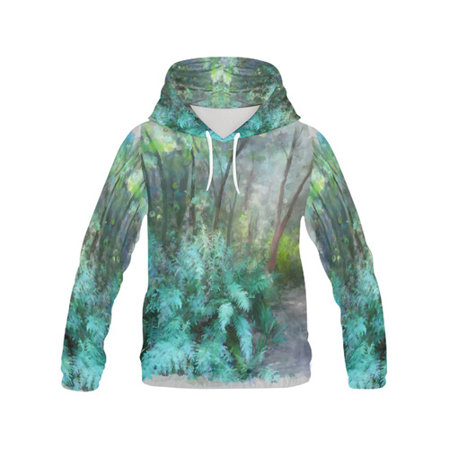 Bush, original watercolor painting, , landscape All Over Print Hoodie for Women (USA Size) (Model H13)