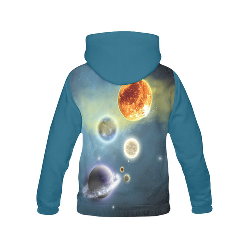 Space scenario with  meteorite sun and planets All Over Print Hoodie for Men (USA Size) (Model H13)