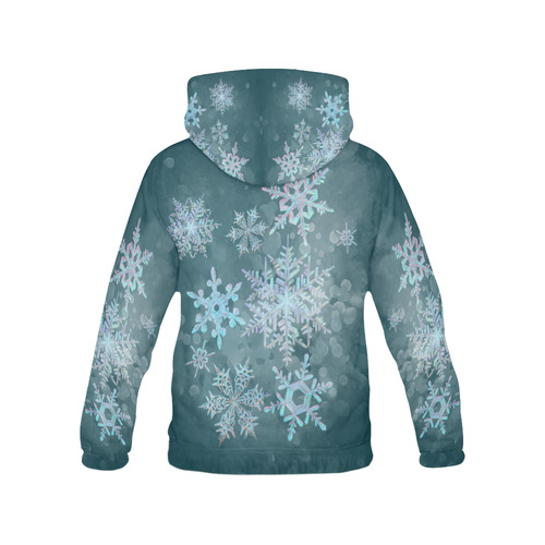 Snowflakes, snow, white and blue, Christmas All Over Print Hoodie for Men (USA Size) (Model H13)