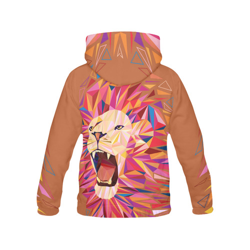 lion roaring polygon triangles All Over Print Hoodie for Women (USA Size) (Model H13)