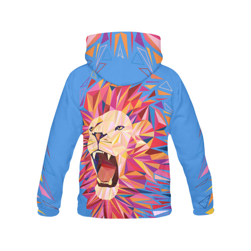 lion roaring polygon triangles All Over Print Hoodie for Women (USA Size) (Model H13)