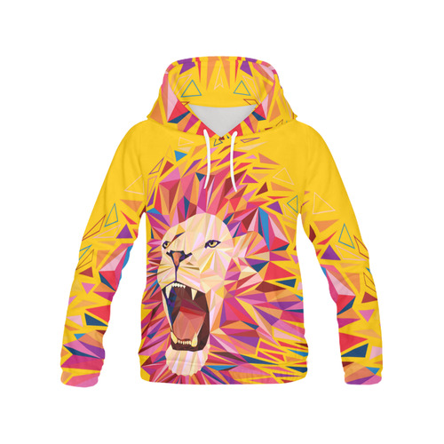 lion roaring polygon triangles All Over Print Hoodie for Women (USA Size) (Model H13)