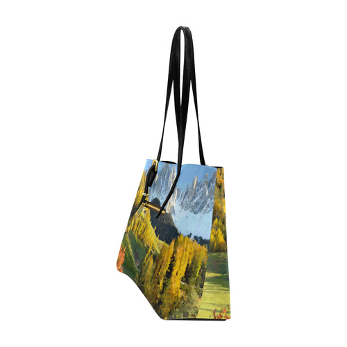 Mountain Landscape Autumn Leaves Euramerican Tote Bag/Large (Model 1656)