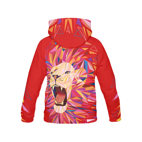 lion roaring polygon triangles All Over Print Hoodie for Women (USA Size) (Model H13)