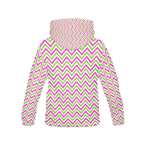 Pink Green White Chevron All Over Print Hoodie for Women (USA Size) (Model H13)