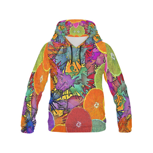 Pop Art Pattern Mix ORANGES SPLASHES multicolored All Over Print Hoodie for Men (USA Size) (Model H13)