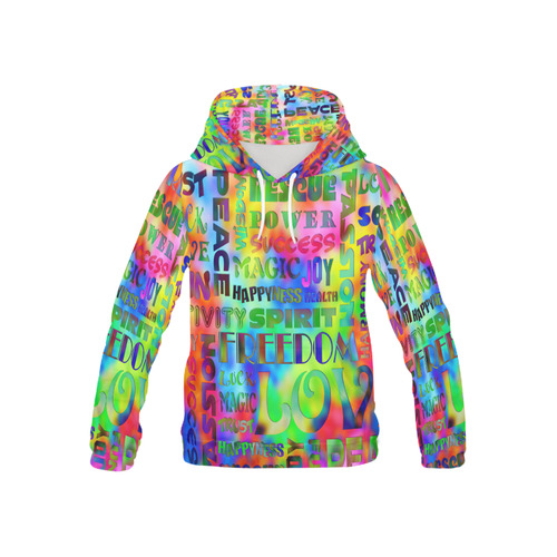 Flower Power - WORDS OF THE SPIRIT WAY All Over Print Hoodie for Kid (USA Size) (Model H13)