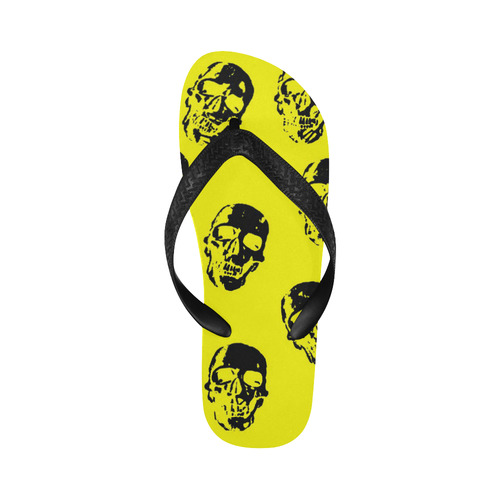 hot skulls, yellow by JamColors Flip Flops for Men/Women (Model 040)