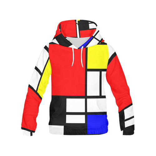 Mosaic DE STIJL Style black yellow red blue All Over Print Hoodie for Men (USA Size) (Model H13)