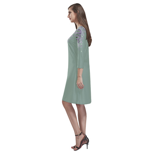 purple and green jewels for spanish lace by Sandrine Kespi Rhea Loose Round Neck Dress(Model D22)