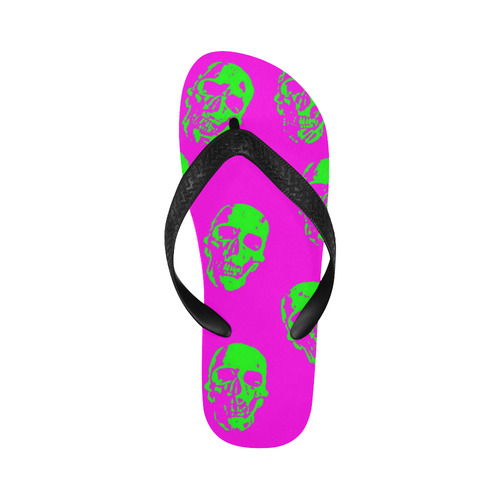 hot skulls, neon by JamColors Flip Flops for Men/Women (Model 040)