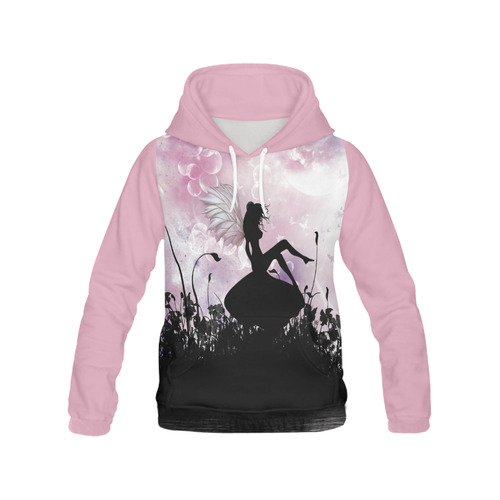 Pink Fairy Silhouette with bubbles All Over Print Hoodie for Women (USA Size) (Model H13)