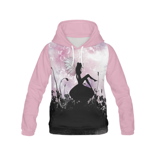 Pink Fairy Silhouette with bubbles All Over Print Hoodie for Men (USA Size) (Model H13)