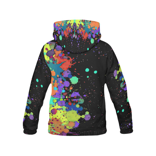 CRAZY multicolored SPLASHES / SPLATTER / SPRINKLE All Over Print Hoodie for Women (USA Size) (Model H13)