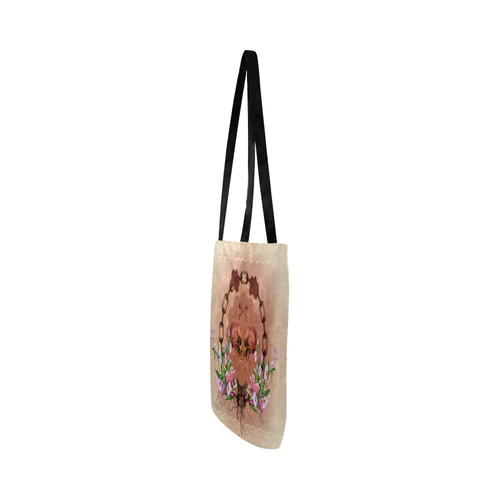 Awesome skulls with flowres Reusable Shopping Bag Model 1660 (Two sides)