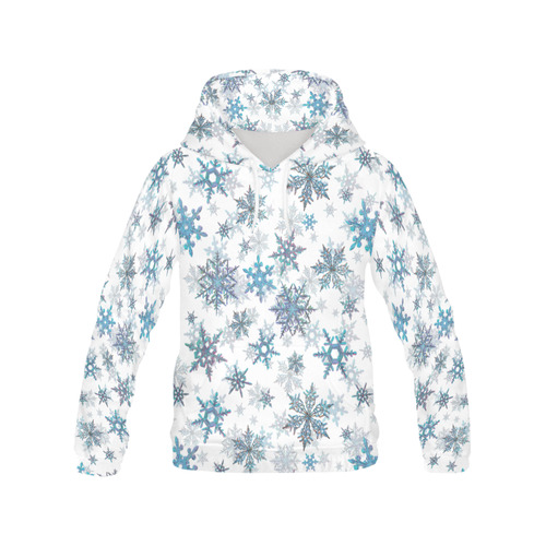 Snowflakes, Blue snow, Christmas All Over Print Hoodie for Men (USA Size) (Model H13)