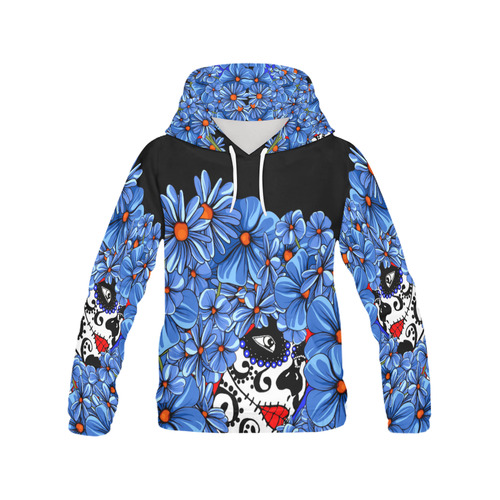 sugarskull peek a boo 1 All Over Print Hoodie for Women (USA Size) (Model H13)