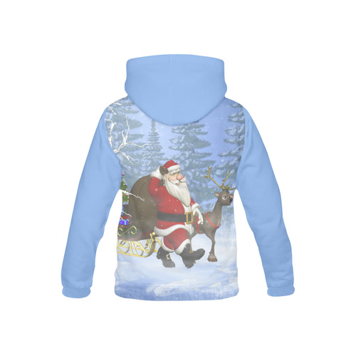 Santa and his Reindeer in the forest Christmas All Over Print Hoodie for Kid (USA Size) (Model H13)