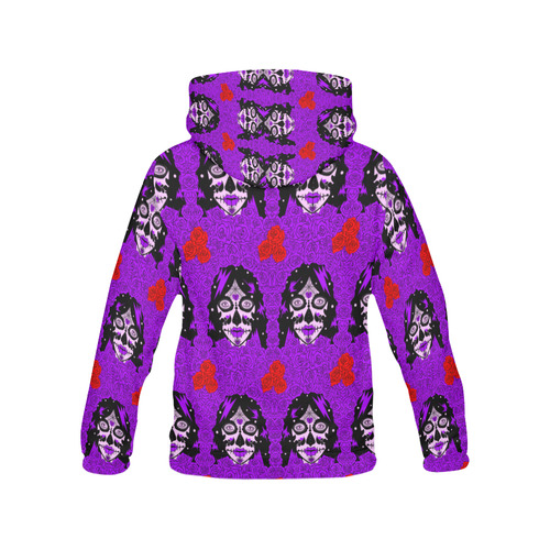 purple roses sugarskull All Over Print Hoodie for Women (USA Size) (Model H13)