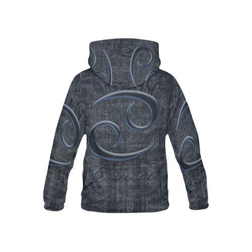 Astrology Zodiac Sign Cancer in Grunge Style All Over Print Hoodie for Kid (USA Size) (Model H13)