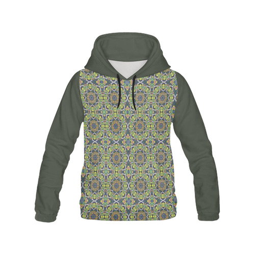 Green Khaki All Over Print Hoodie for Women (USA Size) (Model H13)