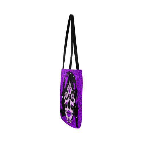 purple roses sugarskull large Reusable Shopping Bag Model 1660 (Two sides)