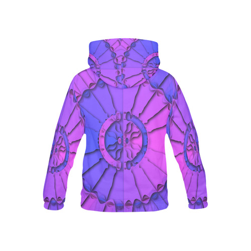 Abstract Mandala Psychedelic Shadow Pink Blue All Over Print Hoodie for Kid (USA Size) (Model H13)
