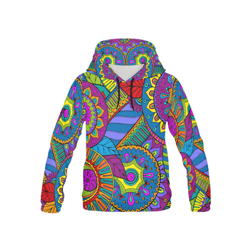Pop Art PAISLEY Ornaments Pattern multicolored All Over Print Hoodie for Kid (USA Size) (Model H13)