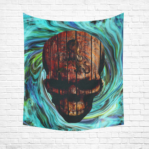 Psychodelic skull tapestry Cotton Linen Wall Tapestry 51"x 60"