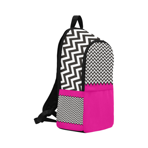 HIPSTER zigzag chevron pattern black & white Fabric Backpack for Adult (Model 1659)