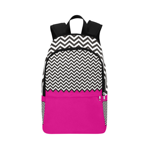 HIPSTER zigzag chevron pattern black & white Fabric Backpack for Adult (Model 1659)