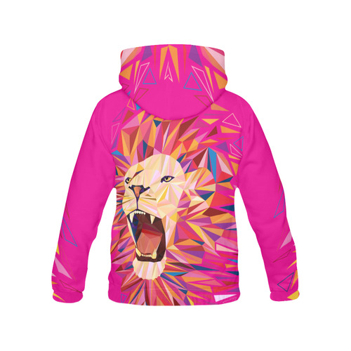 lion roaring polygon triangles All Over Print Hoodie for Women (USA Size) (Model H13)