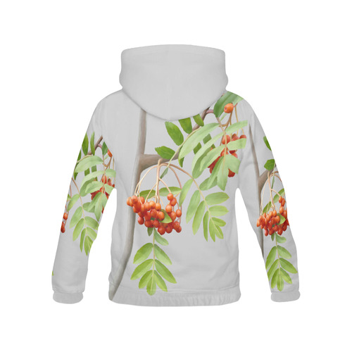 Rowan tree plant watercolor All Over Print Hoodie for Women (USA Size) (Model H13)