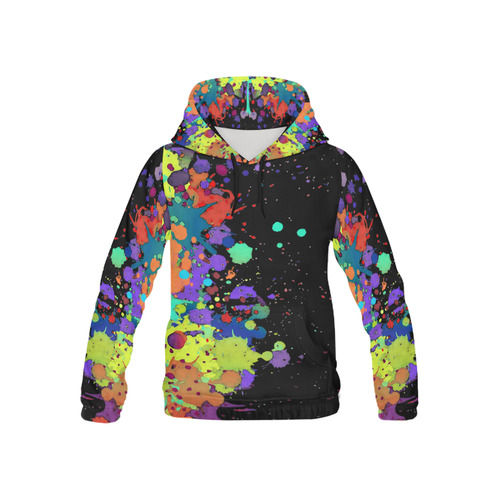 CRAZY multicolored SPLASHES / SPLATTER / SPRINKLE All Over Print Hoodie for Kid (USA Size) (Model H13)